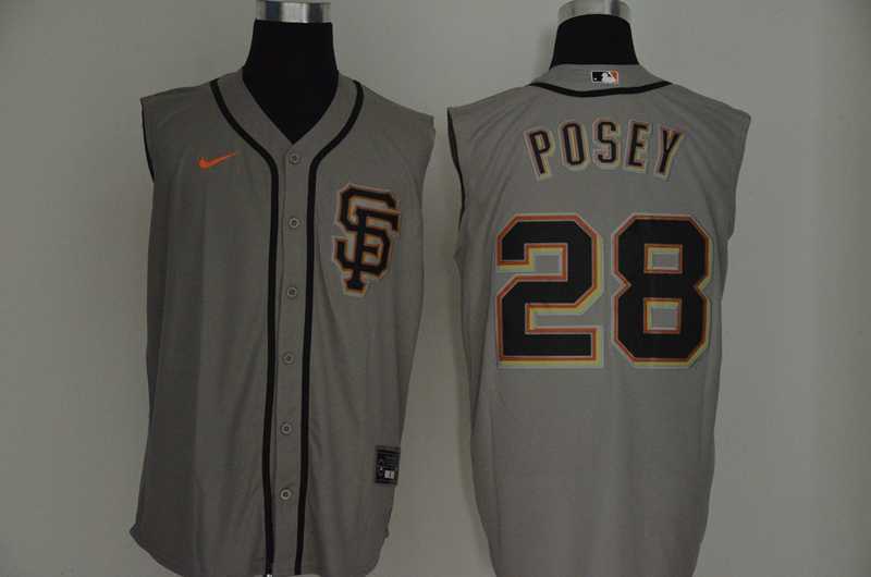 Giants 28 Buster Posey Gray Nike Cool Base Sleeveless Jersey,We sell and wholesale Giants 28 Buster Posey Gray Nike Cool Base Sleeveless Jersey on line form chian!